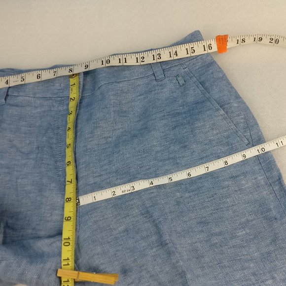 Linen trousers, ESCADA Germany classic straight leg Linen pant BLUE size 38 - Picture 8 of 8